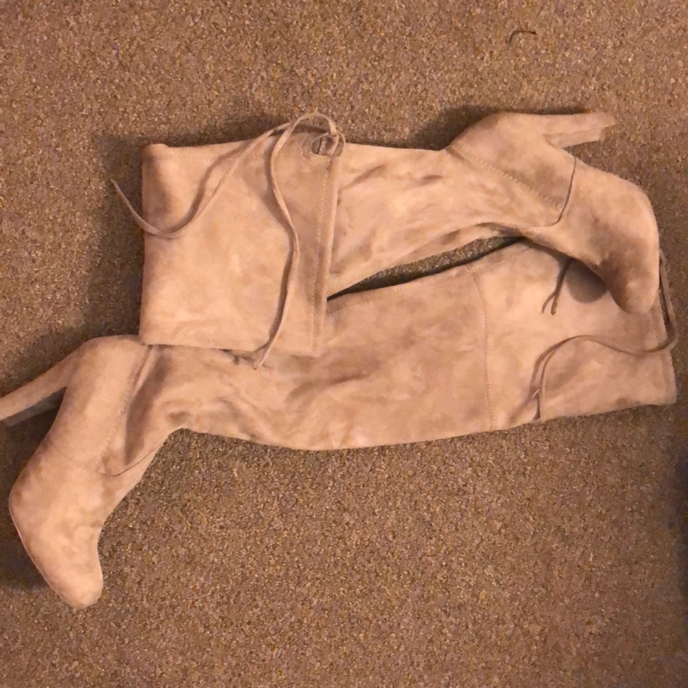 Tan Knee High Heel Boots